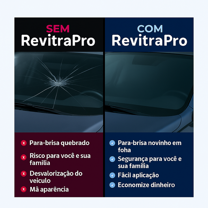 Revitra Pro 2.0 – Elimine Trincas e Rachaduras em Vidros com Facilidade - Repare para-brisas de carros e muito mais