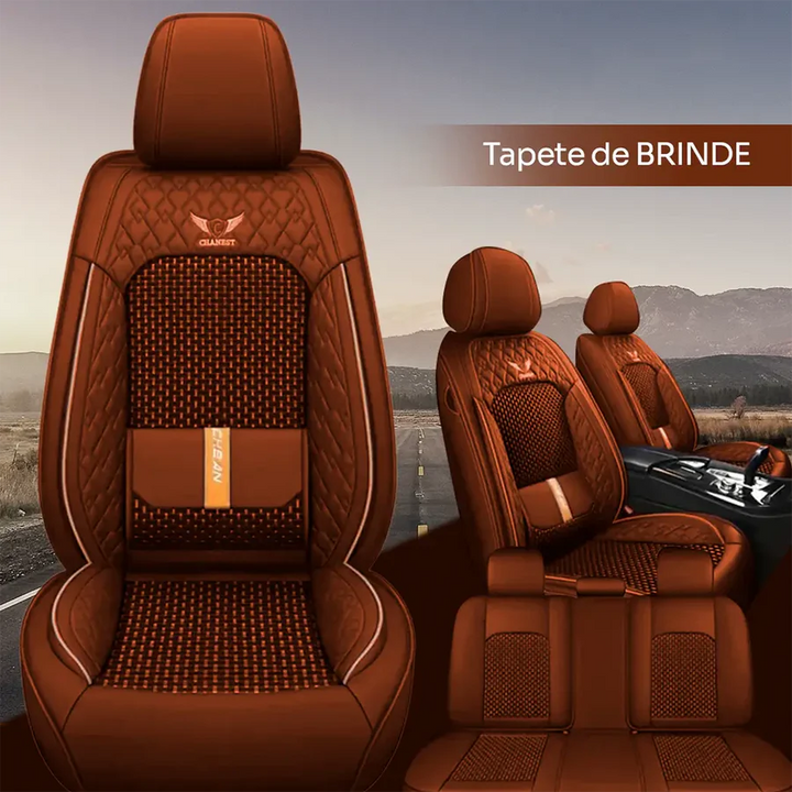 [FRETE GRÁTIS] Kit Capas de Bancos Premium Universal - Bancos Dianteiros e Traseiros + BRINDE HOJE (Tapete Completo) - Compatível com todos os carros