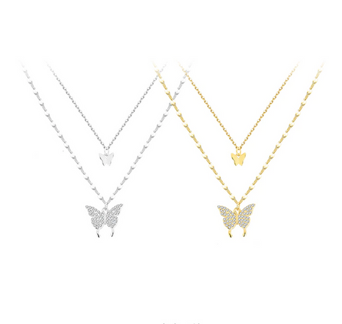 Colar Camada Dupla Borboletas