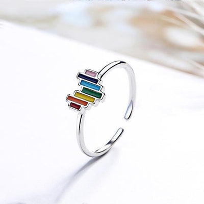 Anel Coração Arco-Íris Fé e Harmonia